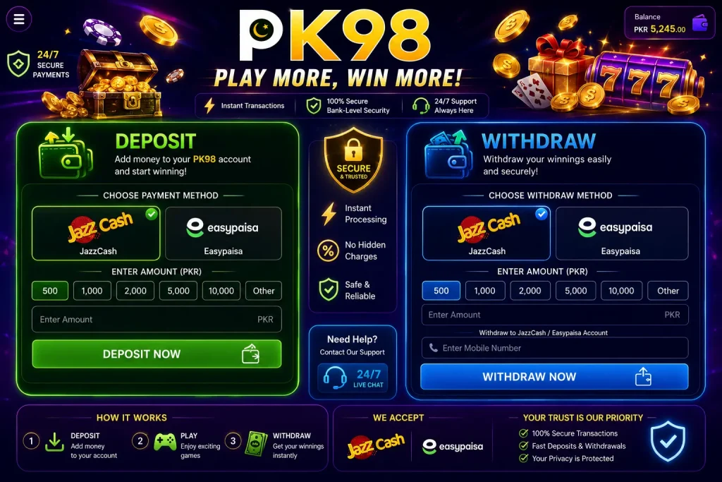 Deposit and withdraw
